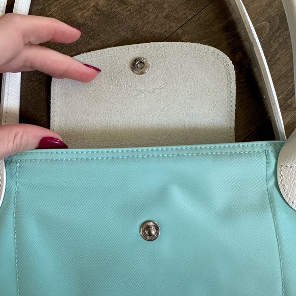 NEW ✨RARE COLLECTOR LONGCHAMP X SARAH MORRIS 2014✨ Baby Blue / Turquoise / White - Picture 6 of 12